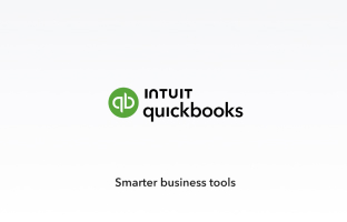 quickbooks logo on top of a gray background