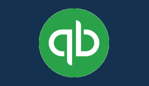 QuickBooks against a dark blue background with jagged outline