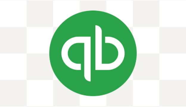 QuickBooks logo against a white and light grey checkered background