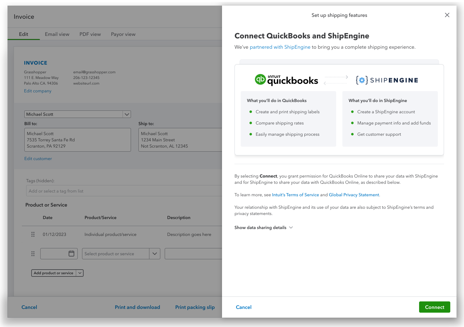 shipping invoice