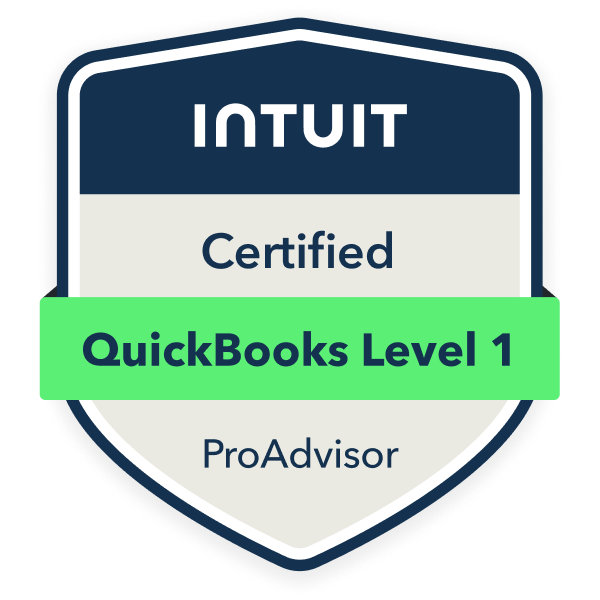 Intuit Certified ProAdvisor QuickBooks Level 1 badge