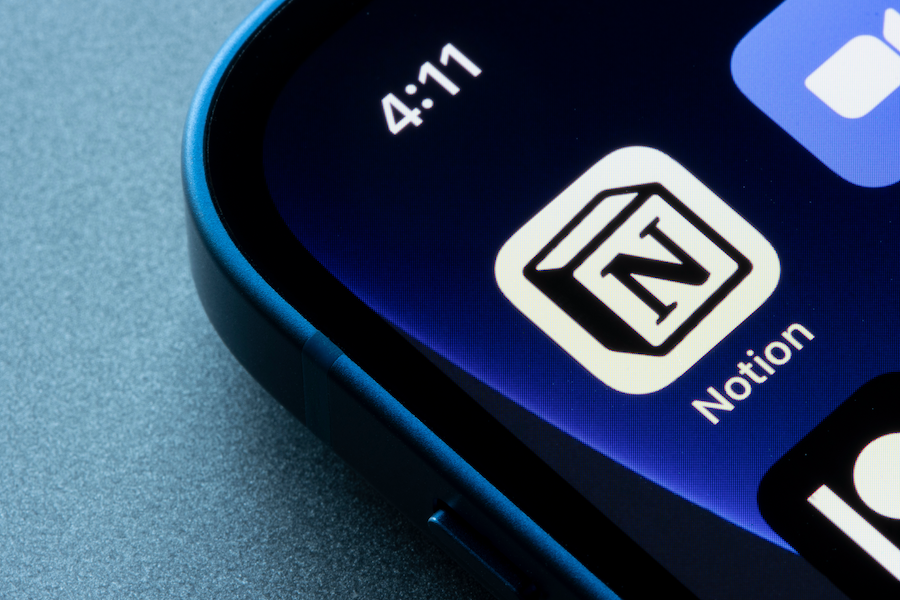 Exploring the Notion app on a phone.