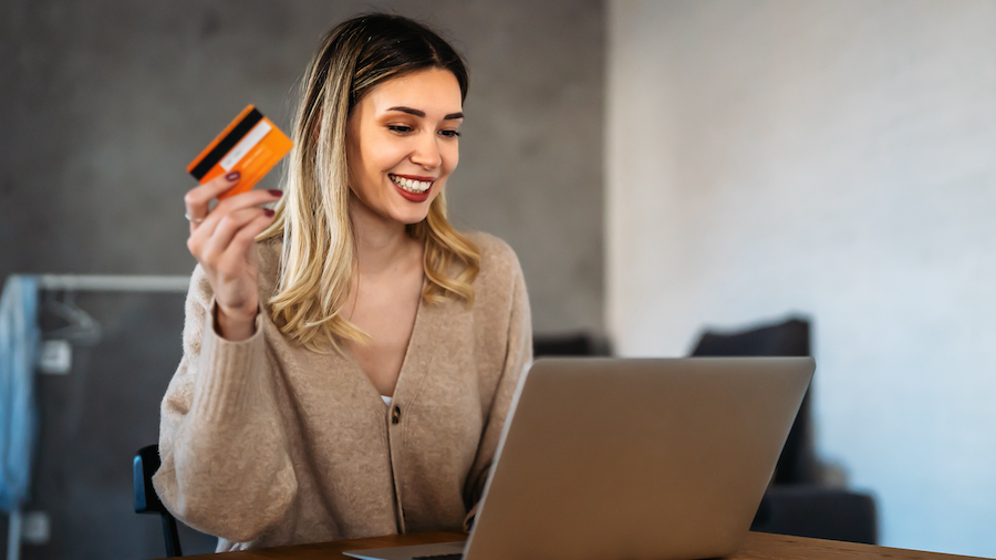 Businesswoman making a purchase online.