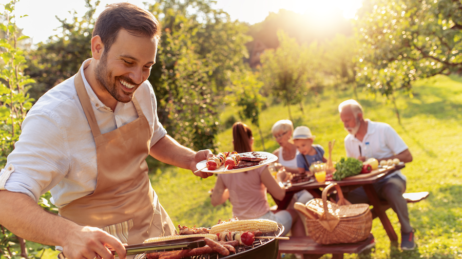 Family having a barbecue.