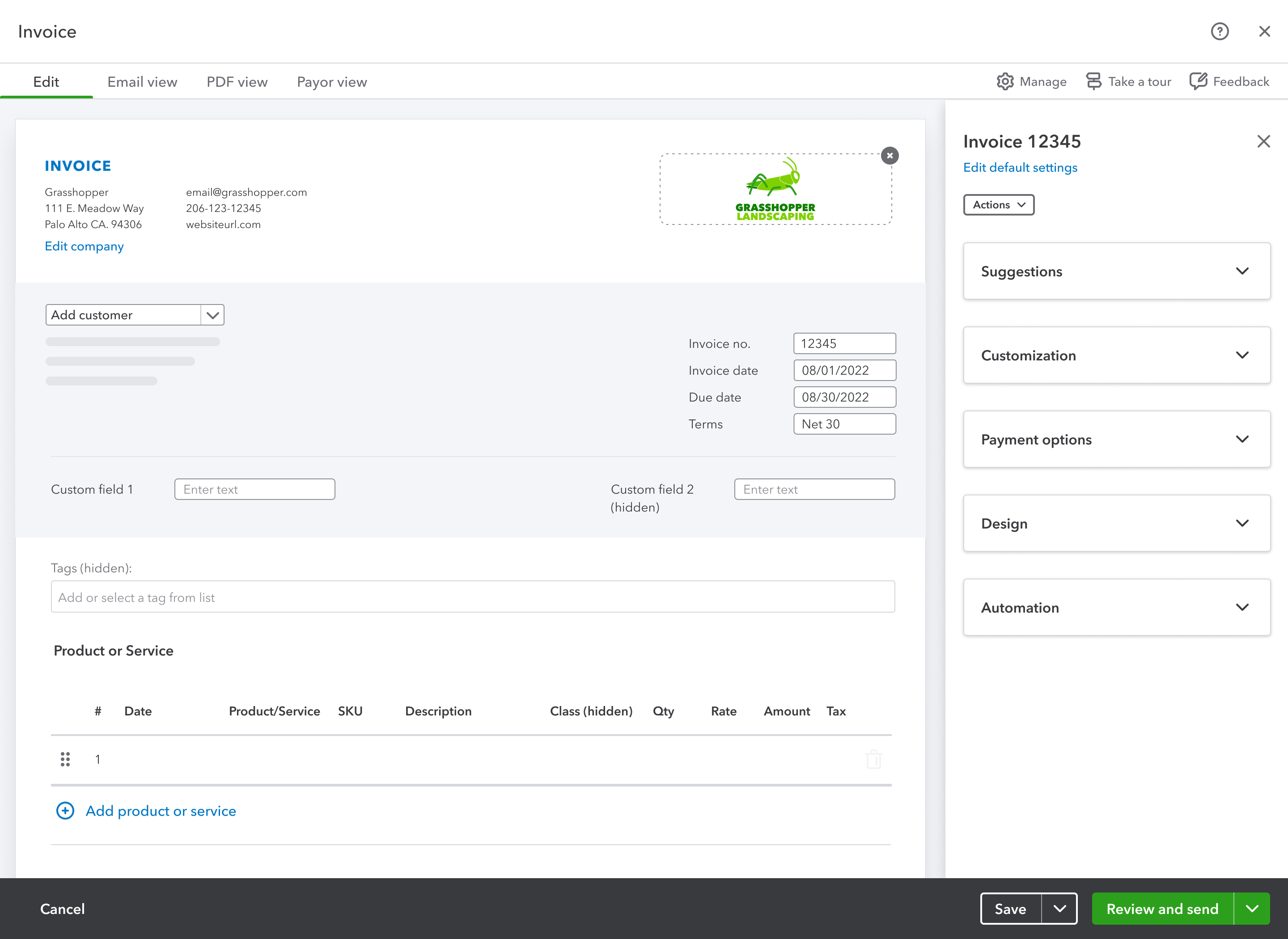 QuickBooks new invoicing