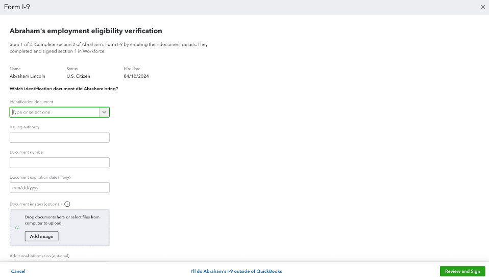Employment verification in QuickBooks Online