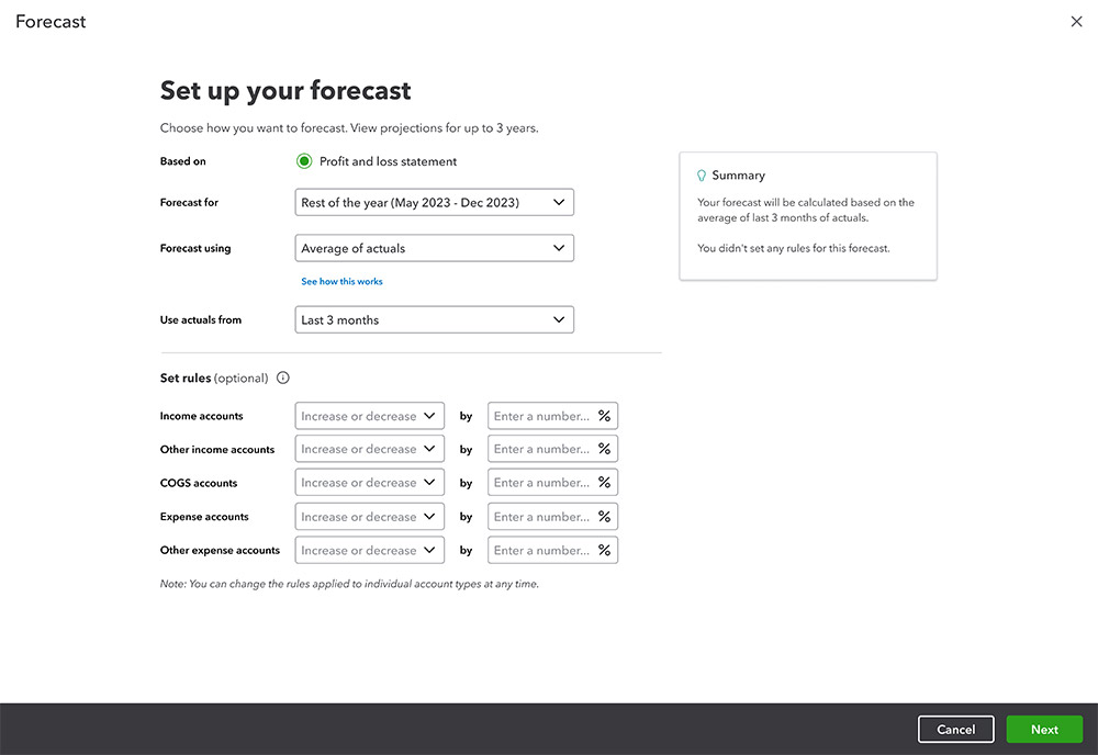 Forecasting screenshot