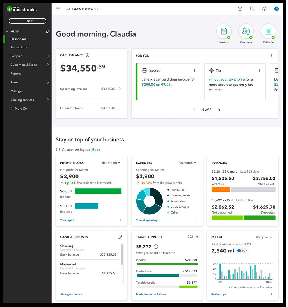 QuickBooks Solopreneur screenshot