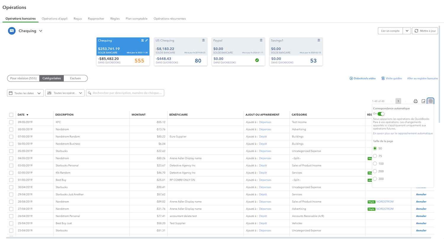 Automatic matching for QuickBooks Payments