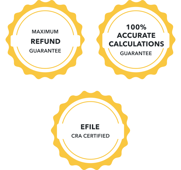 CRA certified, 100% accurate calculations guarantee, 60-day money-back guarantee badges