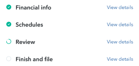in progress steps while filing taxes