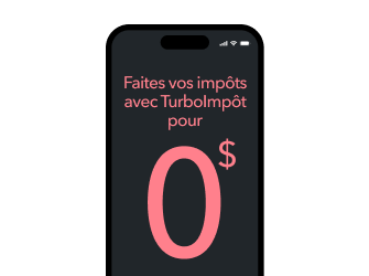 Un téléphone intelligent avec l'en-tête « Faites vos impôts avec TurboImpôt pour 0 $. »