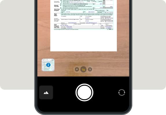 With the TurboTax mobile app, use your phone's native camera to quickly snap a photo of your documents and upload them to your Intuit account.