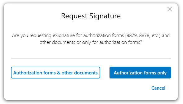 Authorization form and other documents or Authorization form only options