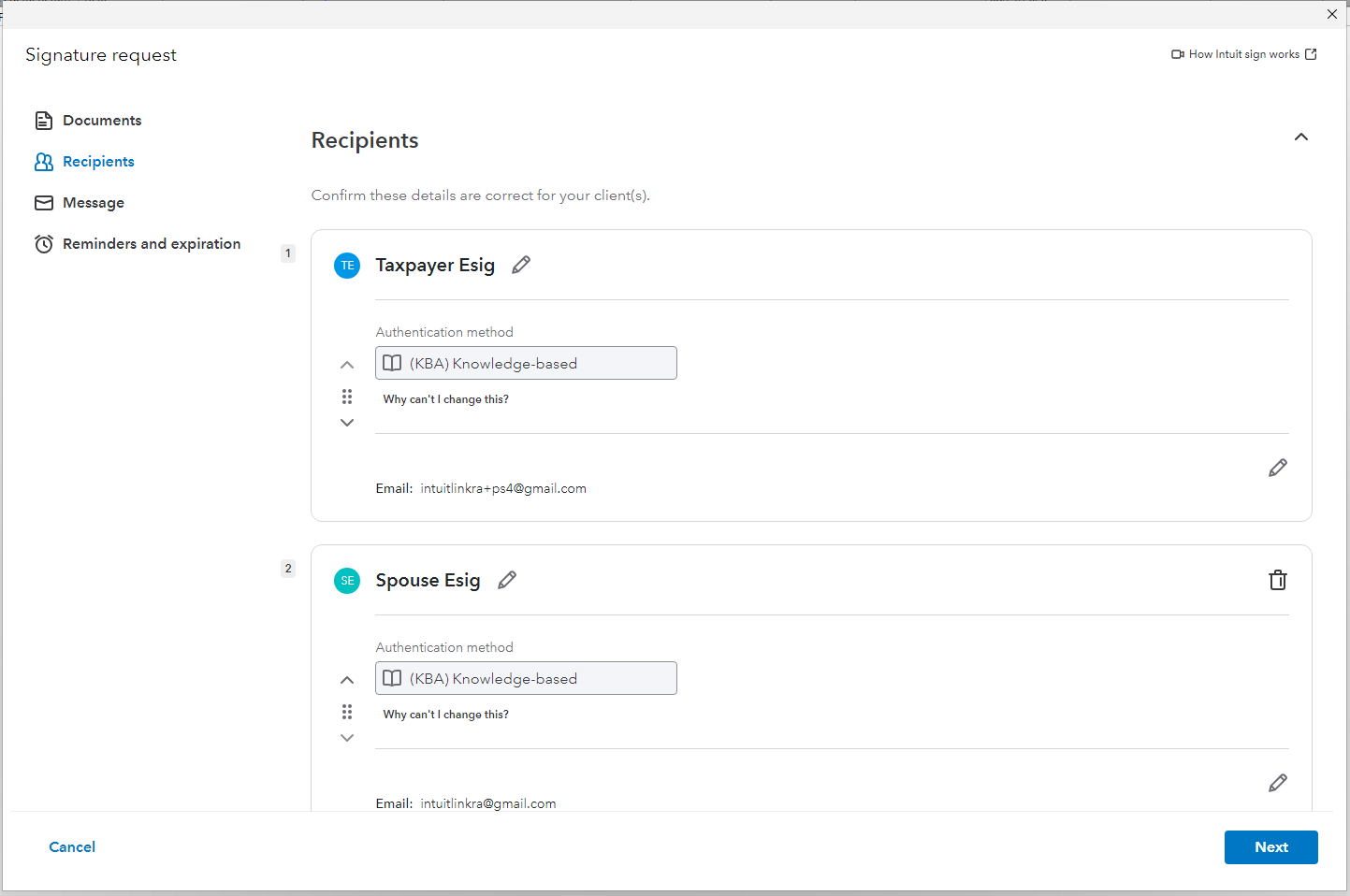 Authentication method options