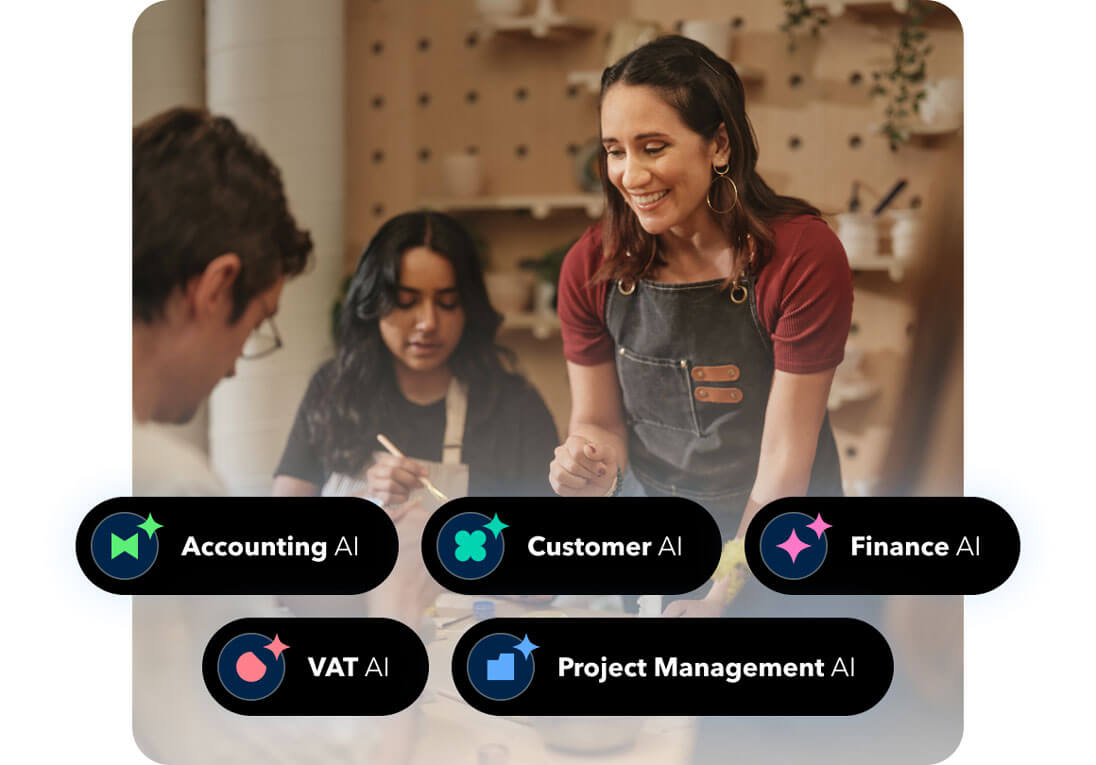Team Collaboration With AI Business Solutions Overlay