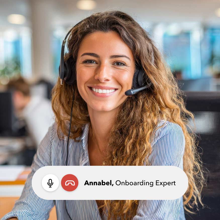Woman With Headset Working in Modern Office