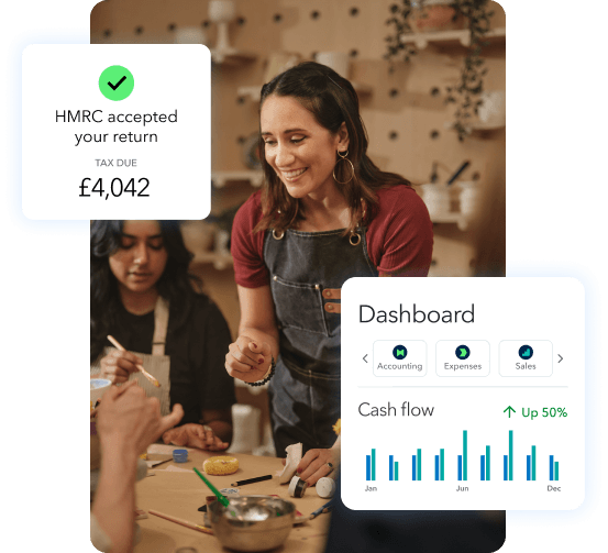 Teamwork in Creative Studio with Finance Dashboard Overlay