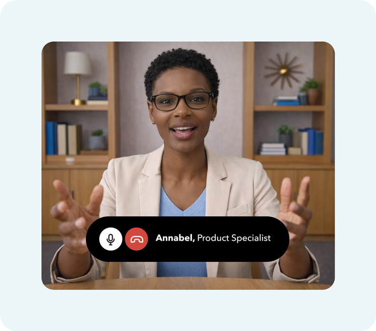 Virtual meeting with product specialist in office setting
