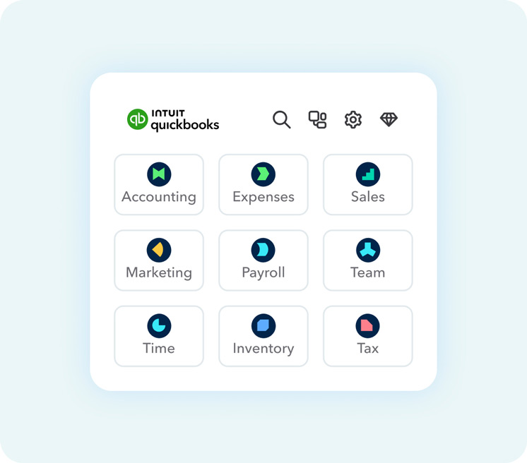 Intuit QuickBooks Dashboard with Financial Management Tools