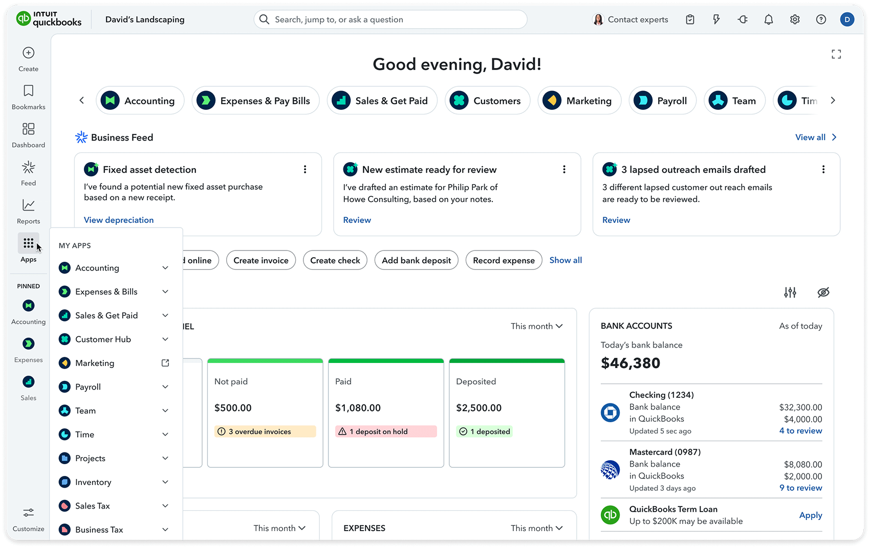 QuickBooks All In One Dashboard QuickBooks All In One Dashboard
