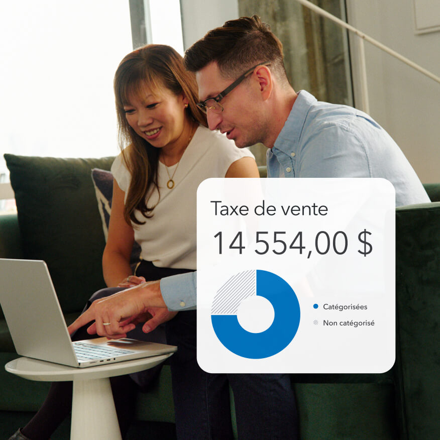 Un tableau de bord de QuickBooks en ligne présentant les impôts dont le suivi a été effectué au cours d’une période mensuelle.